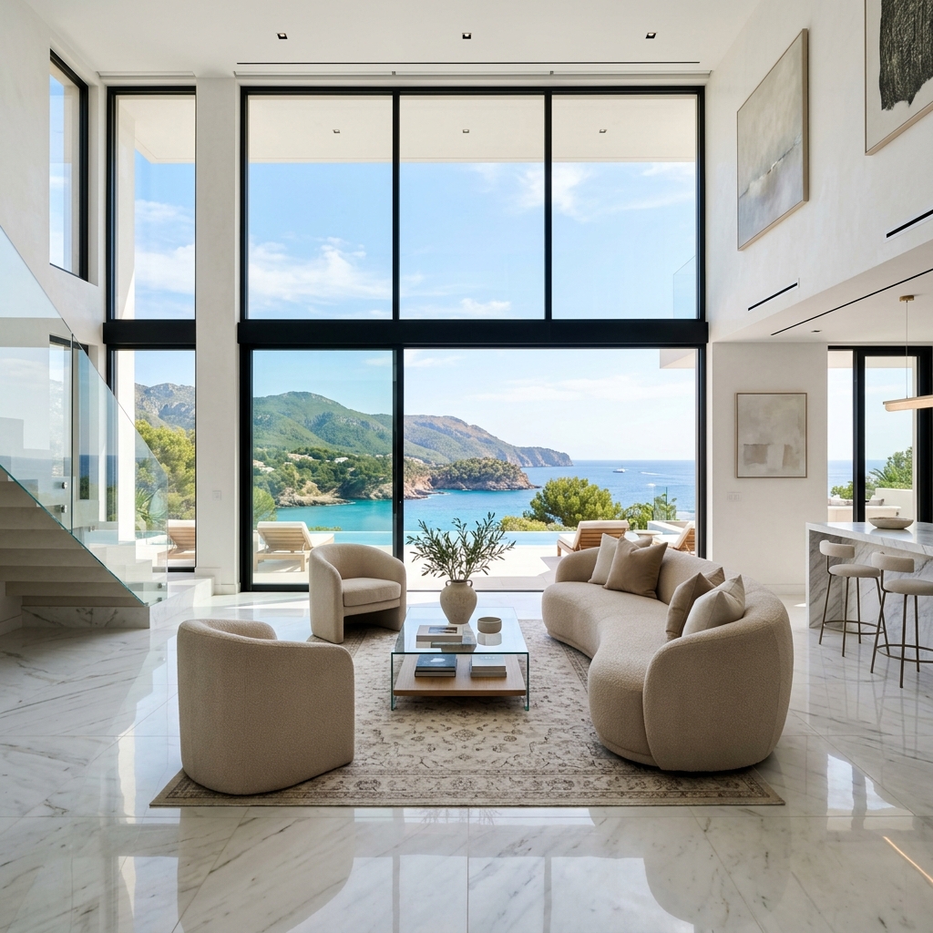 Ultra realistic clean interior of a modern mansion